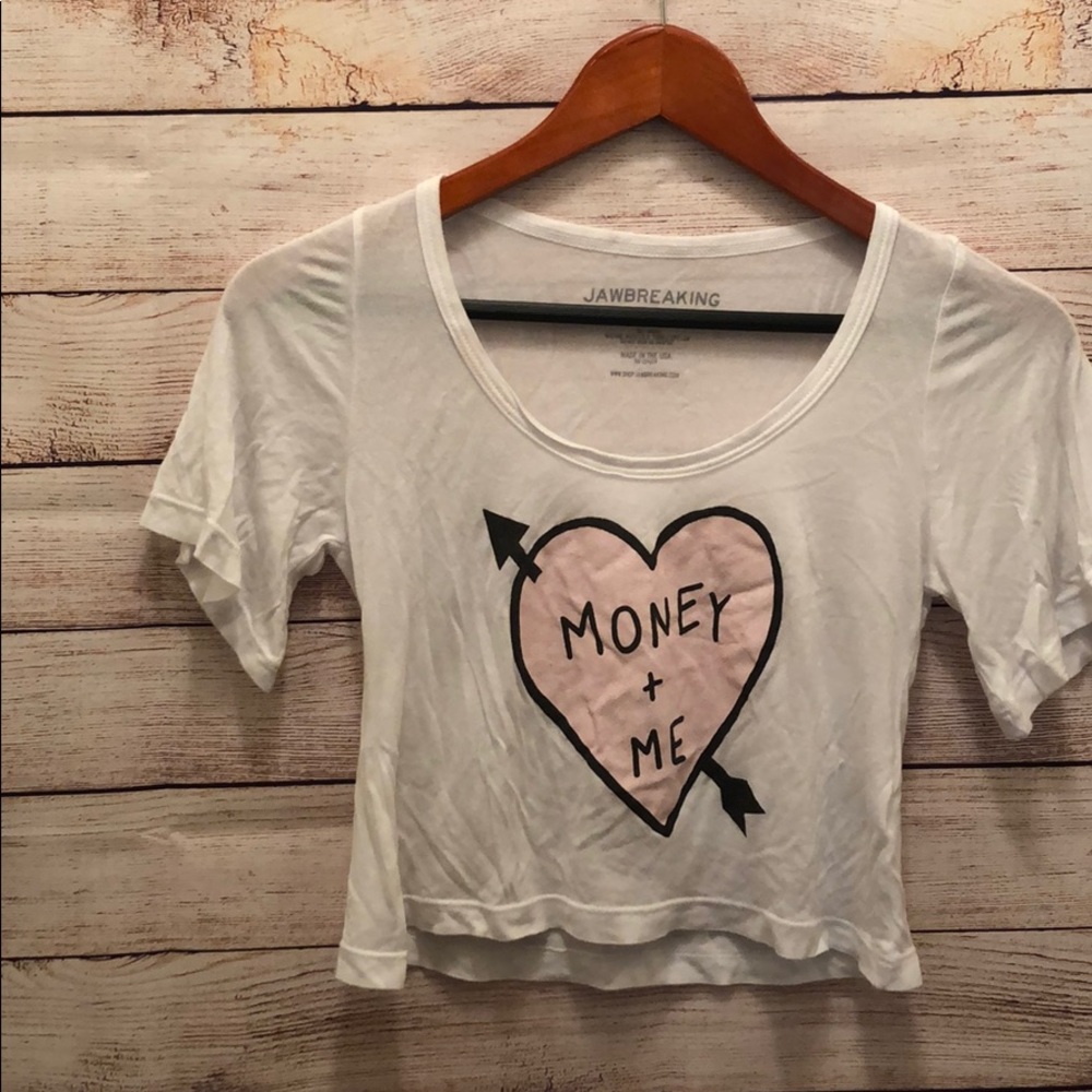 Money + Me Heart Sexy White Crop Top Jawbreaking